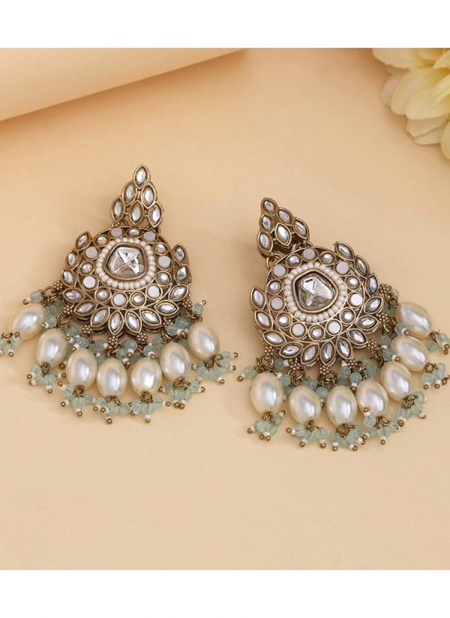   Festival Wear  Sky Blue Color Kundan Earrings